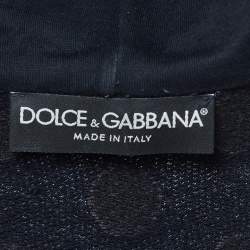 Pre Owned Dolce & Gabbana Navy Blue Polka Dotted Cotton Zip Front Hooded Jacket L