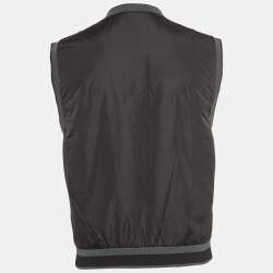 Pre Owned Dolce & Gabbana Black Nylon Plaque Detail Zip Front Gilet L