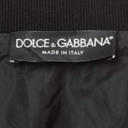 Pre Owned Dolce & Gabbana Black Nylon Plaque Detail Zip Front Gilet L