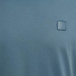Pre Owned Dolce & Gabbana Blue Cotton Logo Applique Half Sleeve T-Shirt XL