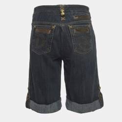 Pre Owned Dolce & Gabbana Navy Blue Denim Buttoned Shorts XS Waist 30''
