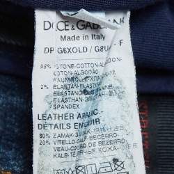 Dolce & Gabbana Blue Leather Logo Trim Denim Classic Jeans S Waist 30''