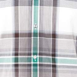 Pre Owned Dolce & Gabbana White Plaid Check Cotton Gold Fit Shirt L