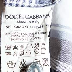 Pre Owned Dolce & Gabbana White Plaid Check Cotton Gold Fit Shirt L