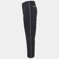 Pre Owned Dolce & Gabbana Black Contrast Trim Cotton Regular Fit Trousers XL
