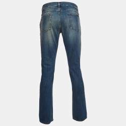 Pre Owned Dolce & Gabbana Blue Embroidered Denim Classic Jeans L Waist 36''