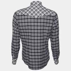 Pre Owned Dolce & Gabbana Charcoal Grey Plaid Check Cotton Long Sleeve Shirt M