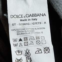 Dolce & Gabbana Grey Printed Cotton Distressed T-Shirt XXL