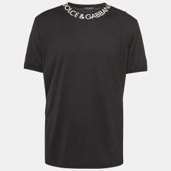 Pre Owned Dolce & Gabbana Black Logo Printed Cotton Crew Neck T-Shirt XXXL