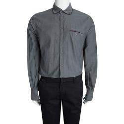 Pre Owned Dolce & Gabbana Grey Contrast Piping Detail Long Sleeve Button Front Shirt XXL