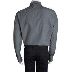Pre Owned Dolce & Gabbana Grey Contrast Piping Detail Long Sleeve Button Front Shirt XXL