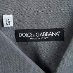 Pre Owned Dolce & Gabbana Grey Contrast Piping Detail Long Sleeve Button Front Shirt XXL