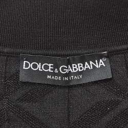 Pre Owned Dolce & Gabbana Black DG Textured Silk Knit Polo T-Shirt XXL