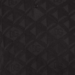 Pre Owned Dolce & Gabbana Black DG Textured Silk Knit Polo T-Shirt XXL