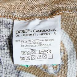 Pre Owned Dolce & Gabbana Brown Crown Print Cotton Pique Polo T-Shirt L