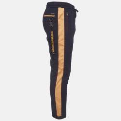 Pre Owned Dolce & Gabbana Navy Blue Cotton Drawstring Trousers S