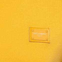 Pre Owned Dolce & Gabbana Yellow Logo Applique Cotton Knit Crew Neck T-Shirt S
