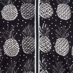 Pre Owned Dolce & Gabbana Black Pineapple Print Cotton Pique Zipper Polo T-Shirt M