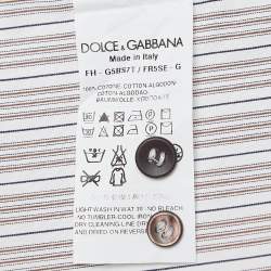Pre Owned Dolce & Gabbana White Pinstripe Cotton Long Sleeve Shirt S