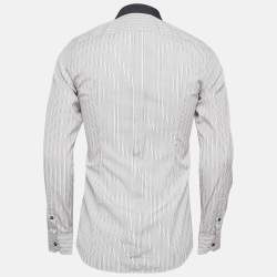 Pre Owned Dolce & Gabbana White Pinstripe Cotton Long Sleeve Shirt S
