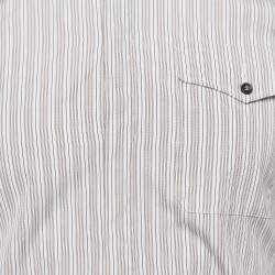 Pre Owned Dolce & Gabbana White Pinstripe Cotton Long Sleeve Shirt S