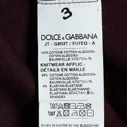 Pre Owned Dolce & Gabbana Burgundy Logo Print Cotton Crew Neck T-Shirt L