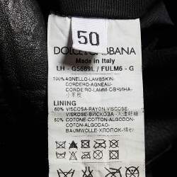 Pre Owned Dolce & Gabbana Black Leather Zip Front Jacket L
