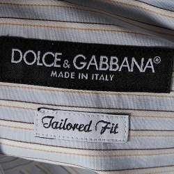 Dolce & Gabbana Light Blue Pinstripe Cotton Shirt M