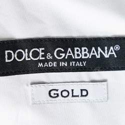 Pre Owned Dolce & Gabbana Gold White Queen Bee Print Cotton Shirt L