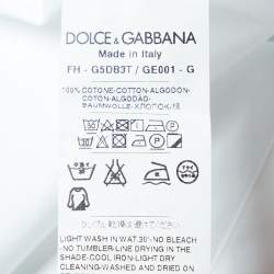 Pre Owned Dolce & Gabbana Gold White Queen Bee Print Cotton Shirt L