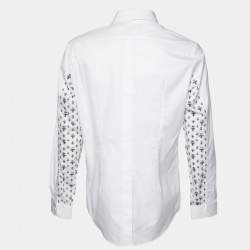 Pre Owned Dolce & Gabbana Gold White Queen Bee Print Cotton Shirt L