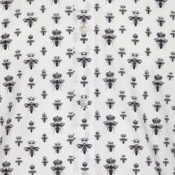 Pre Owned Dolce & Gabbana Gold White Queen Bee Print Cotton Shirt L