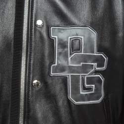Pre Owned Dolce & Gabbana Black Leather and Suede Varsity Bomber Jacket L
