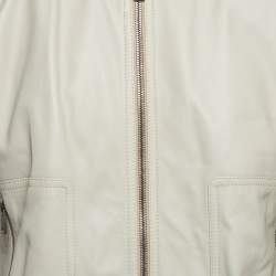 Pre Owned Dolce & Gabbana Grey Leather Bomber Jacket XXL
