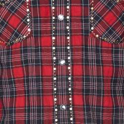 Pre Owned Dolce & Gabbana Red Plaid Checked Cotton Studded Shirt S