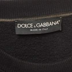 Pre Owned Dolce & Gabbana Black Embroidered Knit Sweatshirt XXL