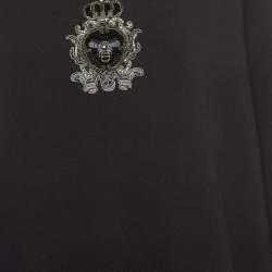 Pre Owned Dolce & Gabbana Black Embroidered Knit Sweatshirt XXL