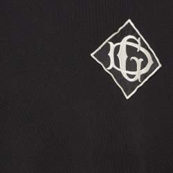 Pre Owned Dolce & Gabbana Black Embroidered Cotton Knit Crew Neck T-Shirt 4XL