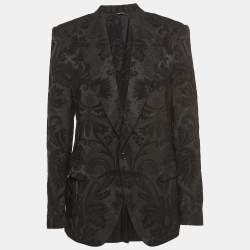 Pre Owned Dolce & Gabbana Black Jacquard Single Breasted Blazer XL