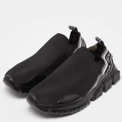 Dolce and Gabbana Black/White Mesh Sorrento Slip On Sneakers Size 43