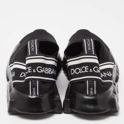 Dolce and Gabbana Black/White Mesh Sorrento Slip On Sneakers Size 43