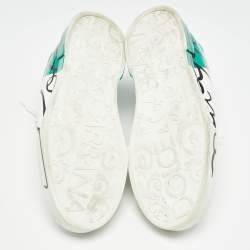 Pre Owned Dole & Gabbana White/Green Leather Portofino Sneakers Size 45