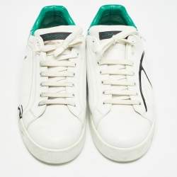 Pre Owned Dole & Gabbana White/Green Leather Portofino Sneakers Size 45