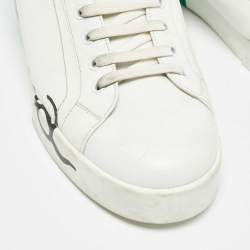 Pre Owned Dole & Gabbana White/Green Leather Portofino Sneakers Size 45