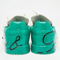 Pre Owned Dole & Gabbana White/Green Leather Portofino Sneakers Size 45
