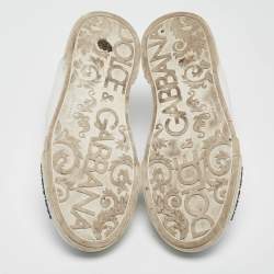 Pre Owned Dolce & Gabbana White Leather Portofino Logo Detail Sneakers Size 42.5