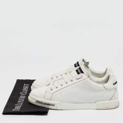 Pre Owned Dolce & Gabbana White Leather Portofino Logo Detail Sneakers Size 42.5