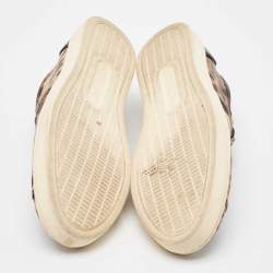 Pre Owned Dolce & Gabbana Brown/Black Leather Leopard print Slip On Sneakers Size 40.5