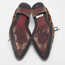 Pre Owned Dolce & Gabbana Brown/Beige Pony Hair Lace Up Derby Size 42