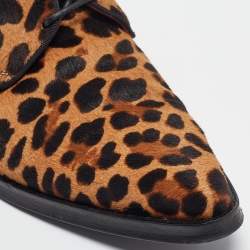 Pre Owned Dolce & Gabbana Brown/Beige Pony Hair Lace Up Derby Size 42